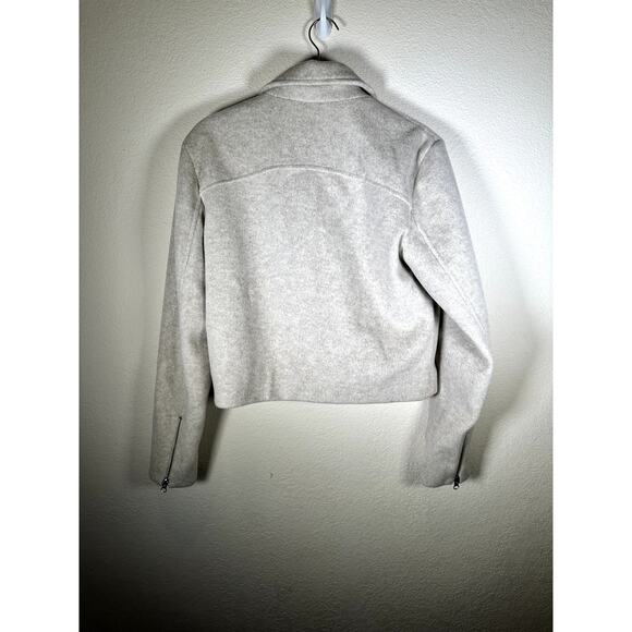 Michael Stars cream cropped moto jacket M quiet luxury - Picture 3 of 12
